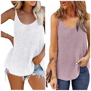 2 Pack XXL Knit Tank Top/Cami , Blush Pink and White